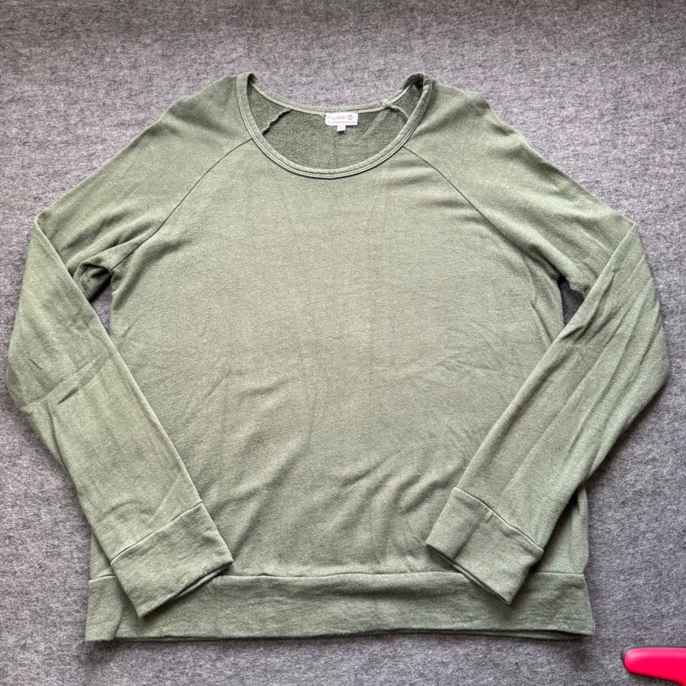 Sundry for Anthropologie Olive Green Raglan Sweatshirt Size 2 Medium